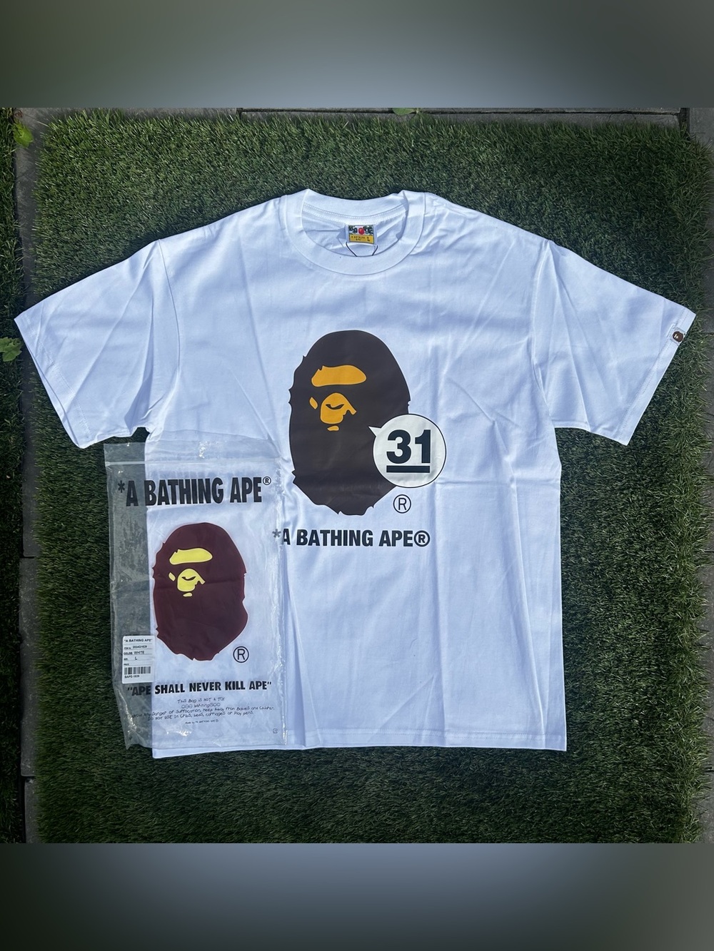 A Bathing Ape 31st Anniv. Ape Head Tee White Large